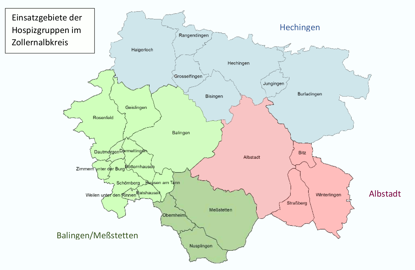 Landkarte Hospizgruppen im Zollernalbkreis